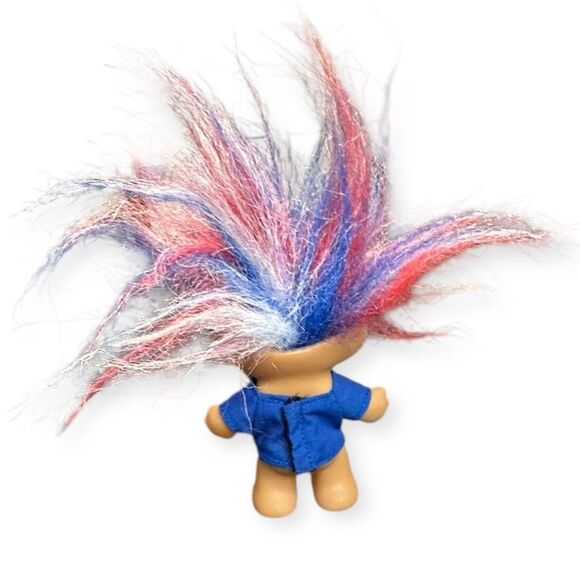 VINTAGE Russ Troll Doll Red White Blue Hair “All American” Shirt USA Patriotic - Picture 1 of 2